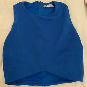 Zara dark blue cropped top with zipper in back